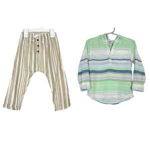 Carter's Oliver & Rain Striped Lightweight Cotton Pants and Shirt Size 2T Boys